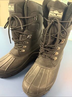 Polar Men's Black Rain & Snow Boots - Waterproof Winter Boots